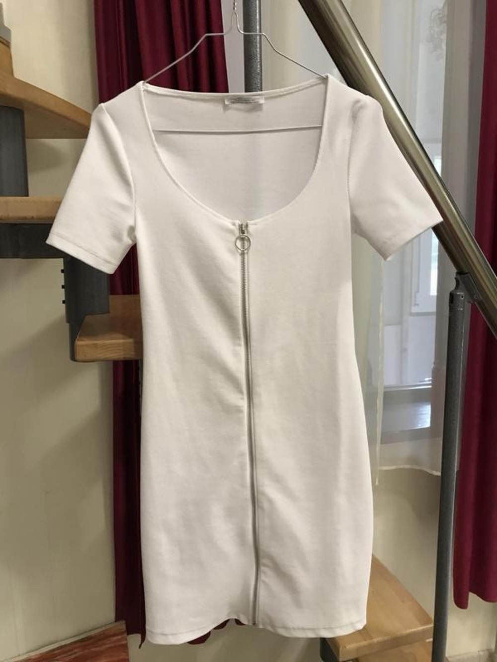 Zara White Zip-Front Scoop Neck Mini Dress - Picture 5 of 8